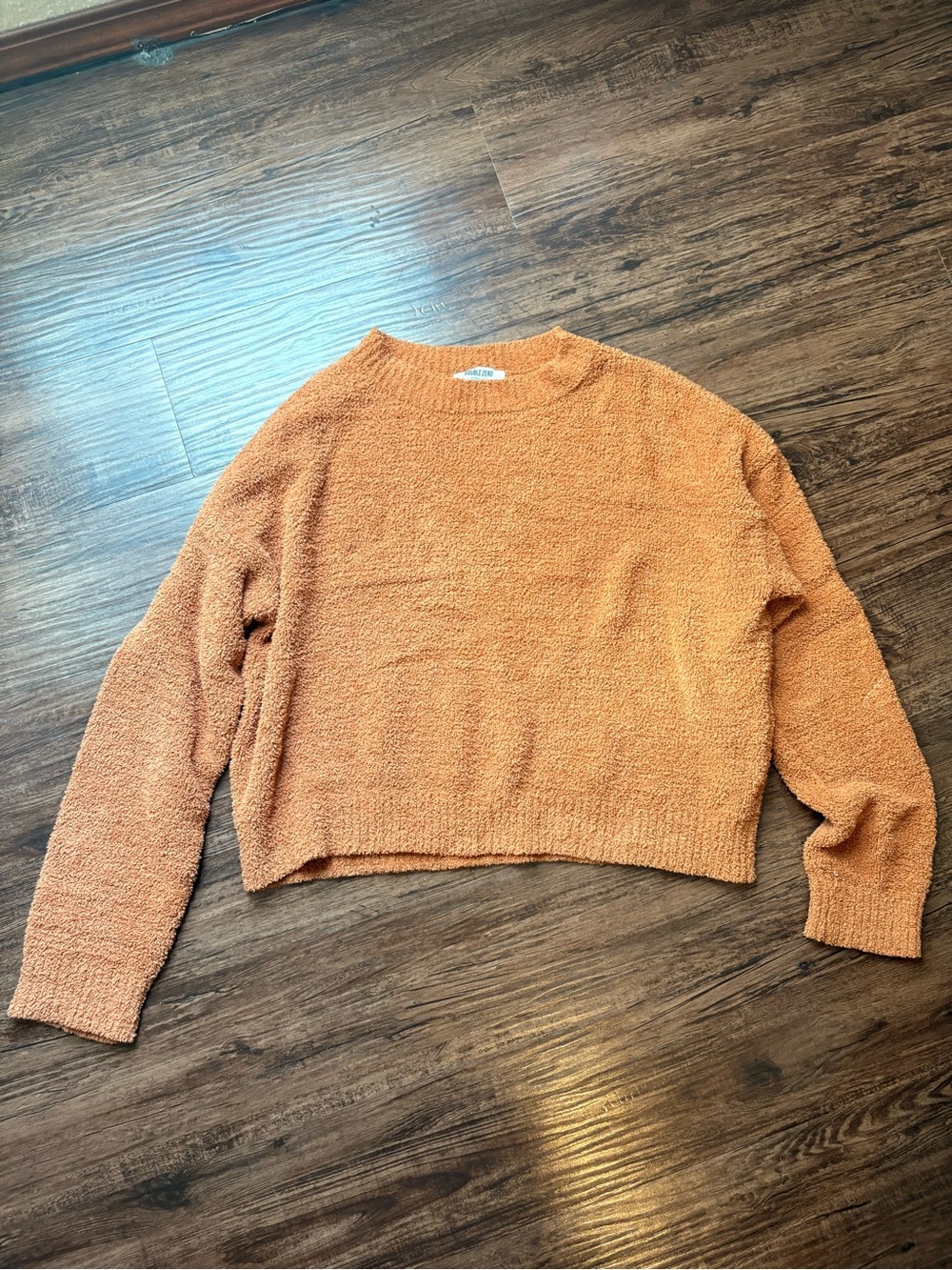 Double Zero Textured Cropped Crewneck Sweater - Burnt Orange